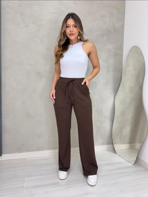 Calça pantalona em tecido moletinho kit com 10 pecas