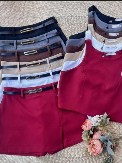 Conjunto Alfaiataria Cropped+Short e Saia C5600