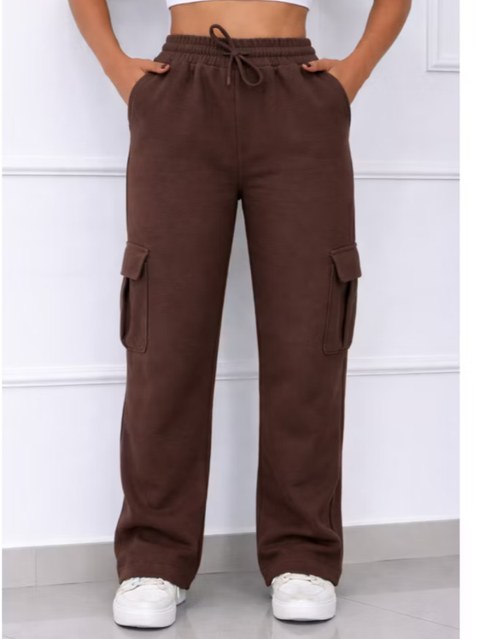 Calça Pantalona Cargo Moletom Flanelado