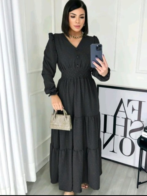 Vestido Manga Longa Elegante