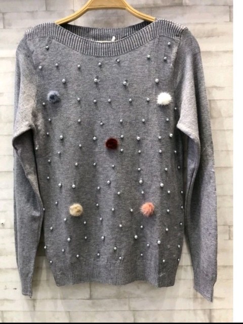 Blusa Tricot Suéter Inverno Pérolas e Bolinha