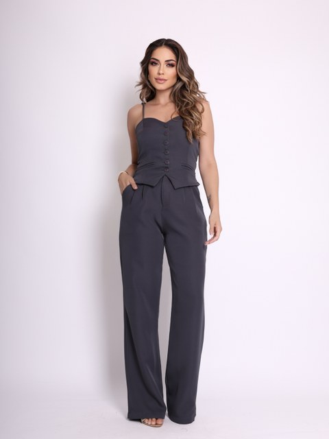 Conjunto top com elástico com calca