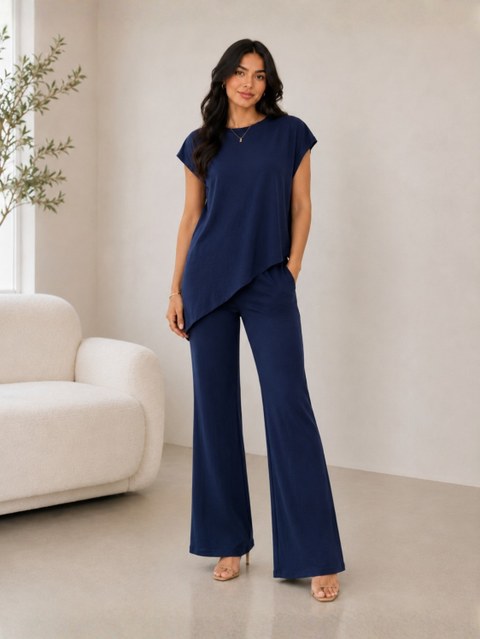 Conjunto Calça Flare e Blusa Assimétrica Ref 129