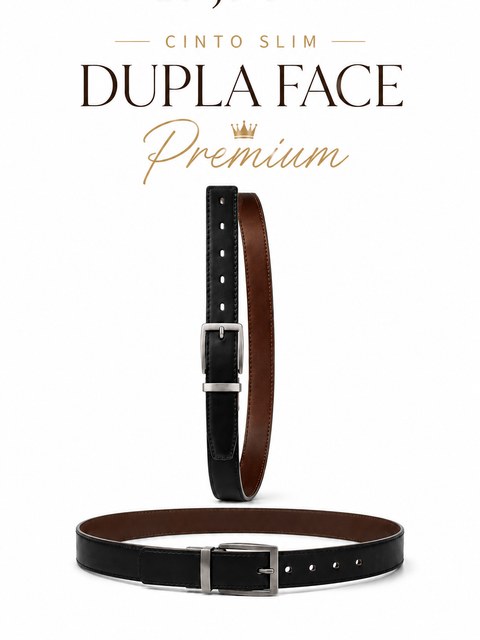 Cinto Masculino Slim Dupla face Premium