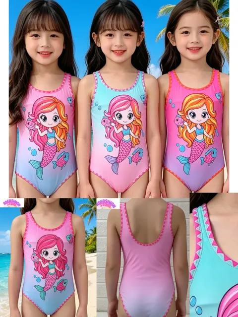 Maiô Infantil Sereia Gradiente Proteção UV