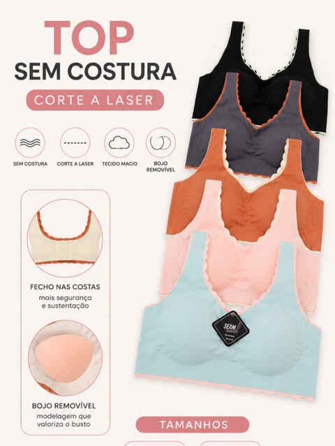 Top feminino 3D bojo removível kit 12 U
