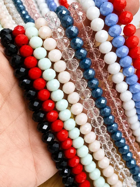 Kit 10 Fios Cristal 8MM Cores Leitosas 67~64 Cristais Contas
