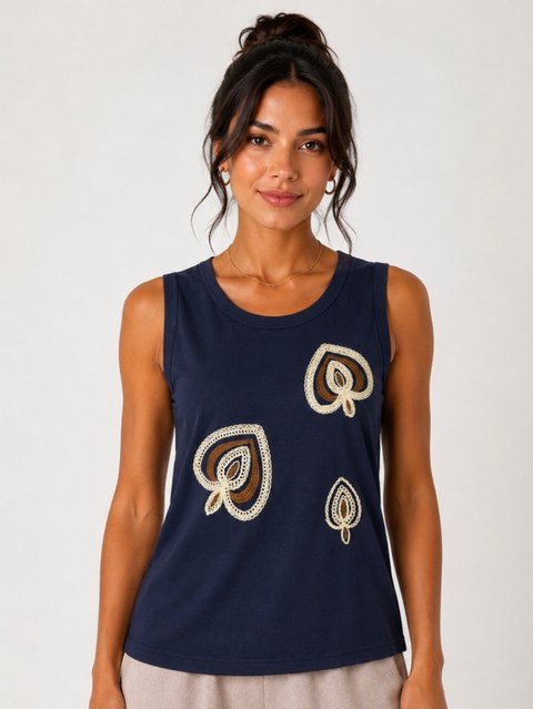 Regata Bordada Elegance Premium Feminina
