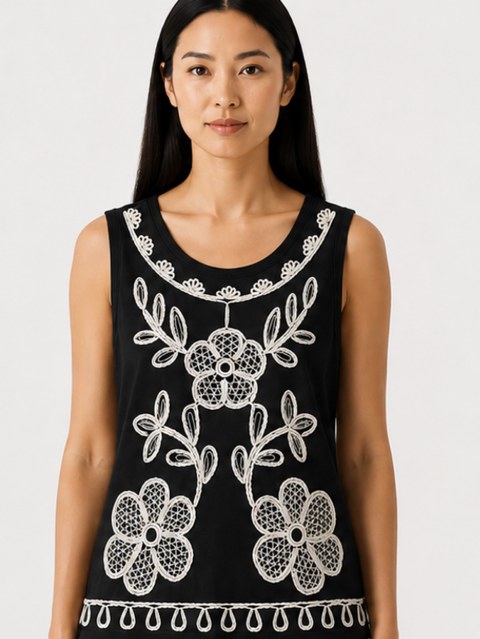 Regata Floral Bordada Premium Feminina #8236