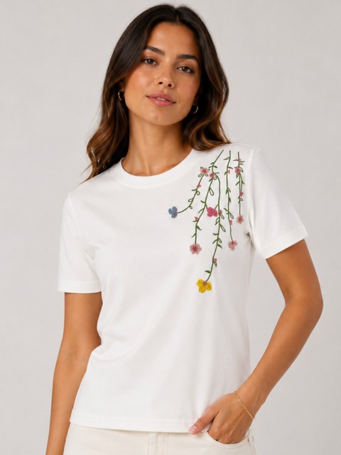 Blusa Floral Bordada Premium Feminina #508