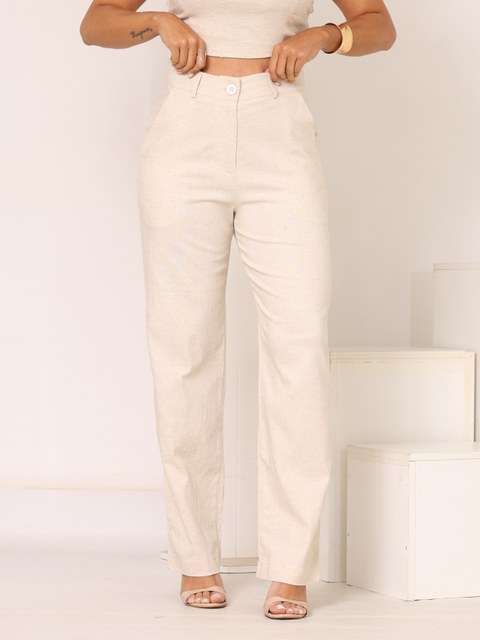 Calça Reta  em Linho Premium Casual. CA-005