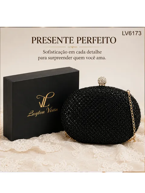 Bolsa Clutch Festa（LV6173)Strass Feminina Brilho Premium