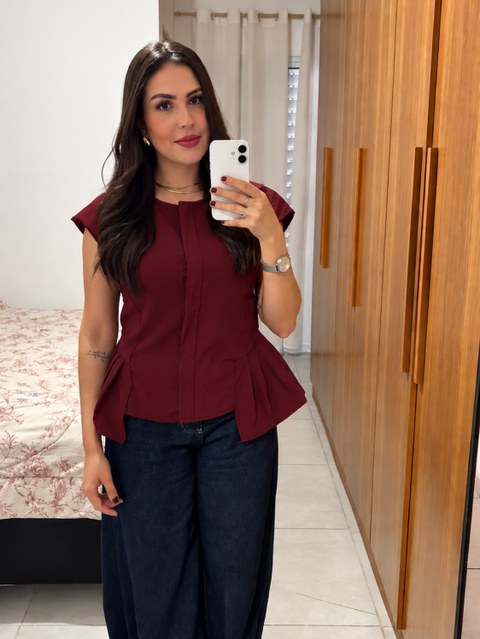 Blusa peplum botão invisível