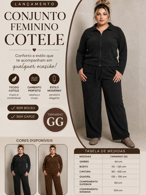 Conjunto cotelhe BLUSA E CALÇA Confortável
