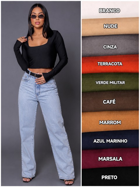 Kit 10 Unidades Cropped Jolie Manga Longa