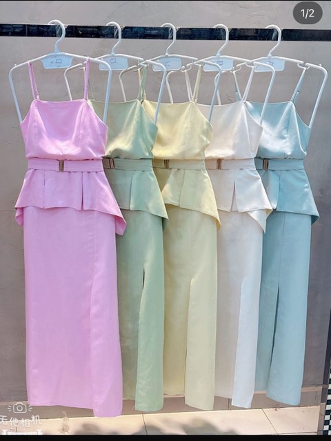 Conjunto feminino saia midi com cinto