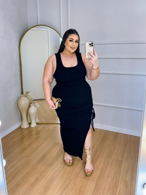 VESTIDO CANELADO PREMIUM MELISSA PLUS SIZE