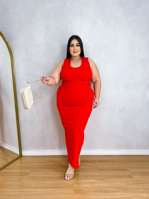 VESTIDO CANELADO PREMIUM ANNA PLUS SIZE