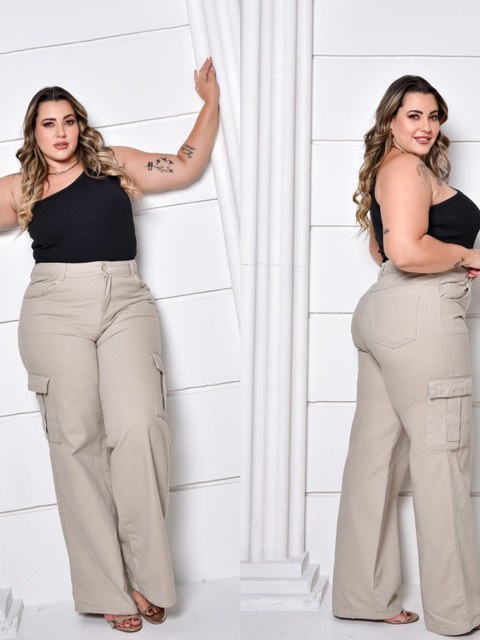 Calça Wide Leg Cargo Plus Size