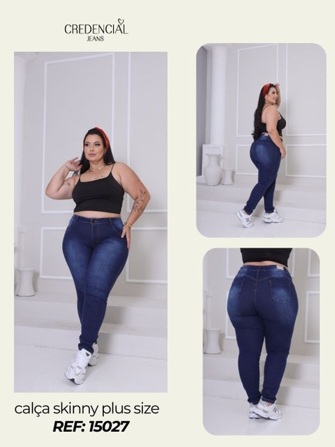 Calça jeans feminina skinny plus size