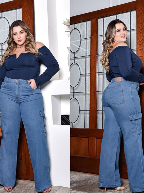 Calça Jeans Plus Size Wide Leg