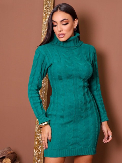 Vestido Tricot Manga Longa Inverno Trança Elegante