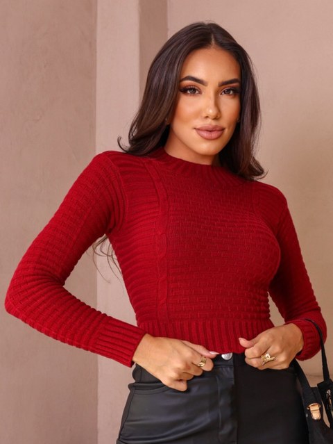 Cropped Tricot Modal Manga Longa Elegante Feminino