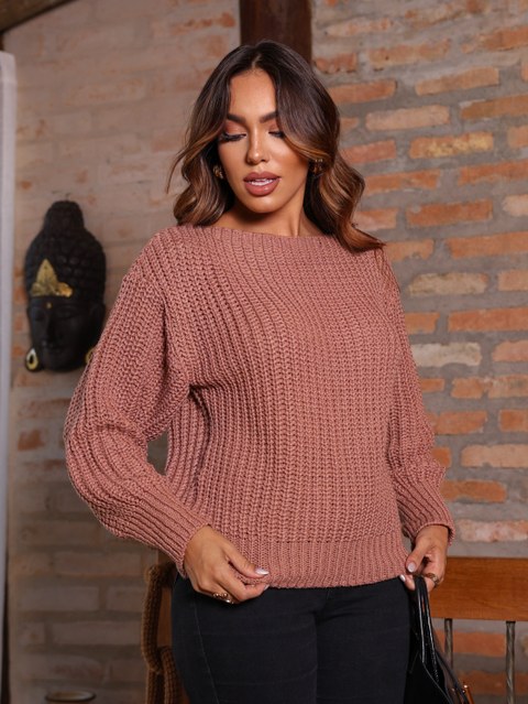 Blusa Tricot Lã Luana Casual Manga Bufante Feminina