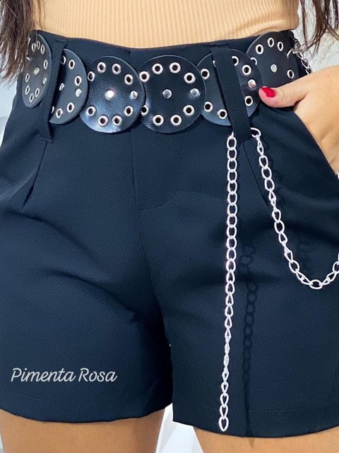 Shorts alfaitaria com cinto boho