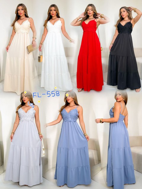 Vestido longo com bojo importado promoção 558