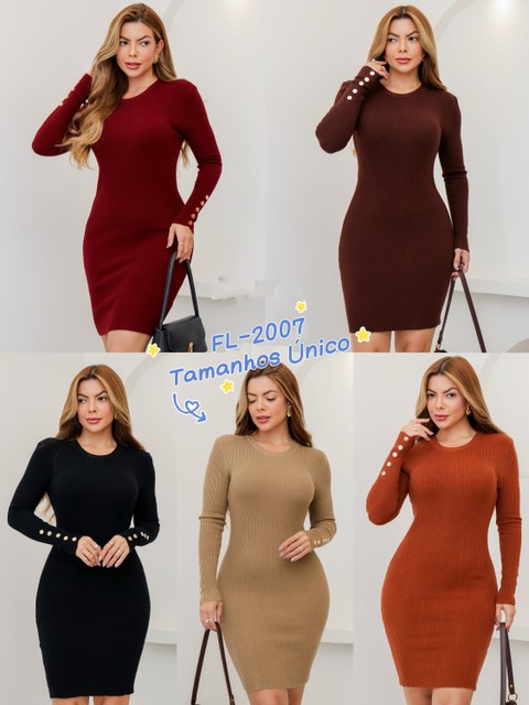 Vestido curto suéter modal importado 2007