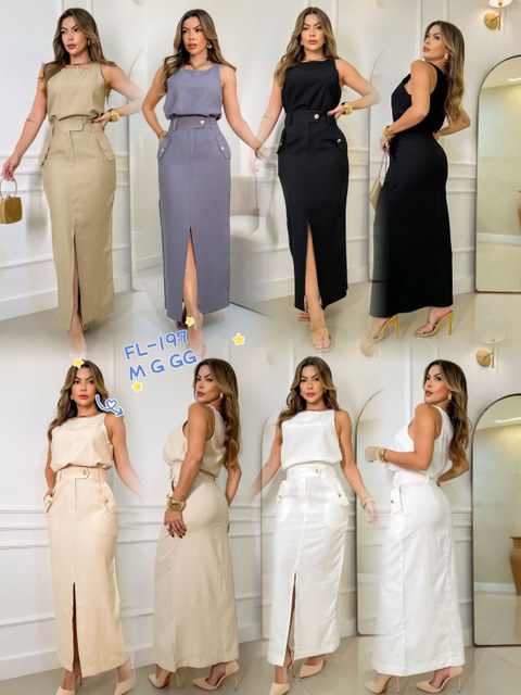 Conjunto regata com saia mídi de marrante Flora 197