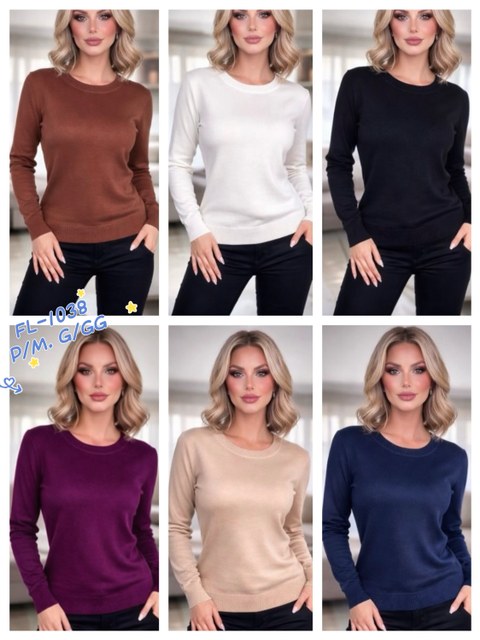 Blusa suéter Básica Gola Redonda de modal importado 1038