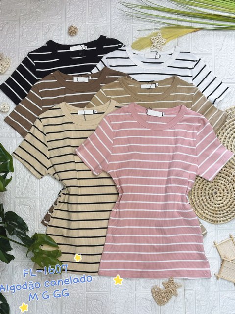 Blusa algodão canelada estica bem importado 1607