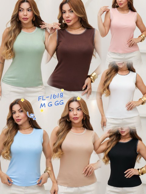 Blusa Regata algodão canelado importado 1618