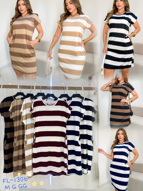 Vestido curto em malha fria importado Flora 1306