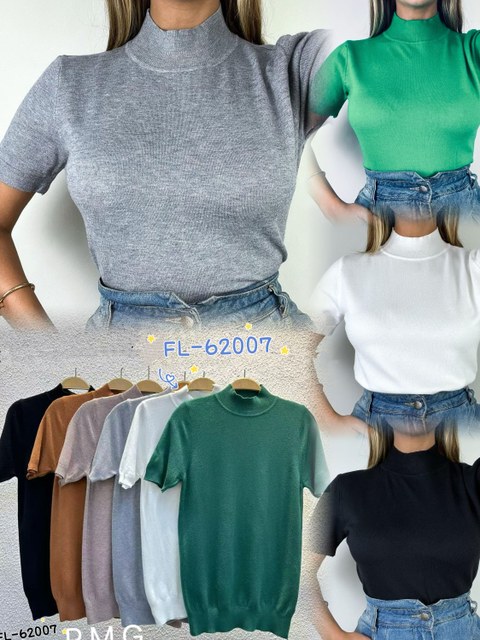 Blusa modal de lã manga curta imprtado Flora 62007