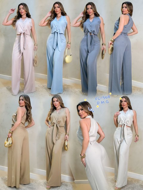 Conjunto (cropped +calça ) de alfaiataria importado 568