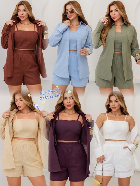 Conjunto 3 peças de linho importado 2920