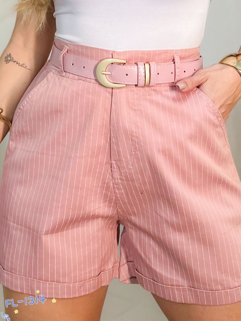 Short de sarja com elastano com cinto promoção 1314