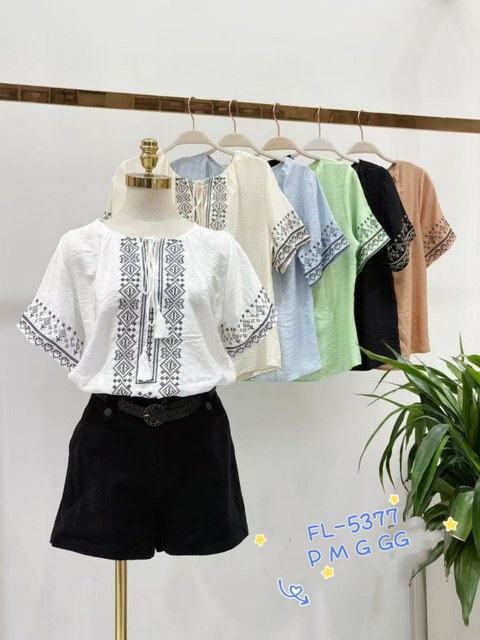 Blusa de Viscolinho com bordado importado 5377