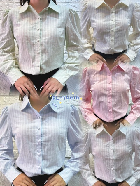 Blusa camisa mamga longa importado Flora FL-74616