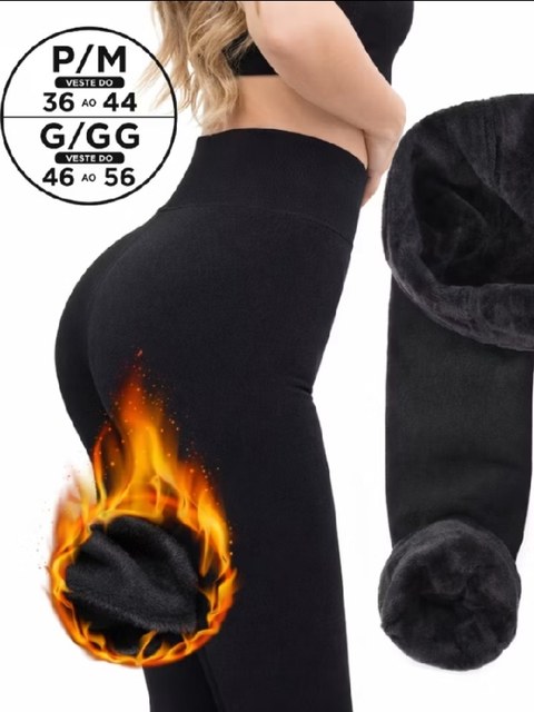 Legging Peluciada Tendência Cintura Alta