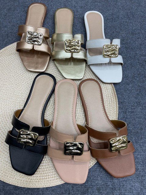 Rasteira H detalhe dourado R2550