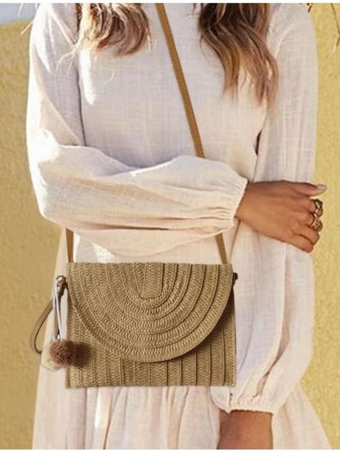 Bolsa Carteira Clutch Palha praia Trançado com forro#YC8012