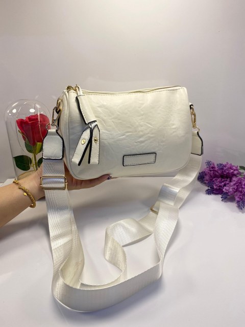 Bolsa transversal courino alça larga e detalhe zíper #L080