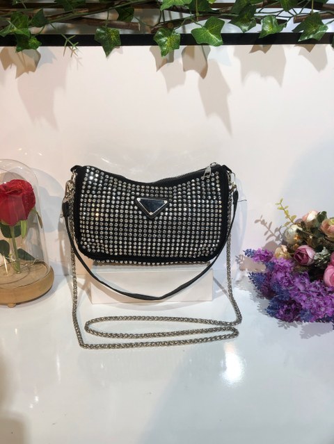 Bolsa transversal com pedrinha brilho#1184