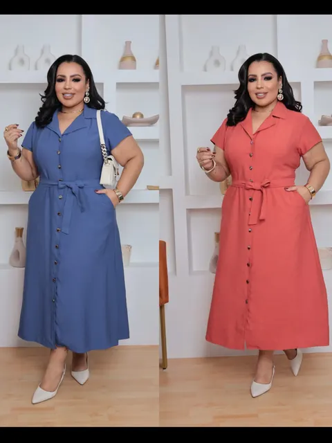 Vestido MIDI com botão plus size