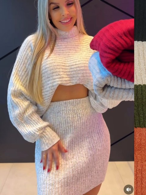 Conjunto mousse saia com blusa