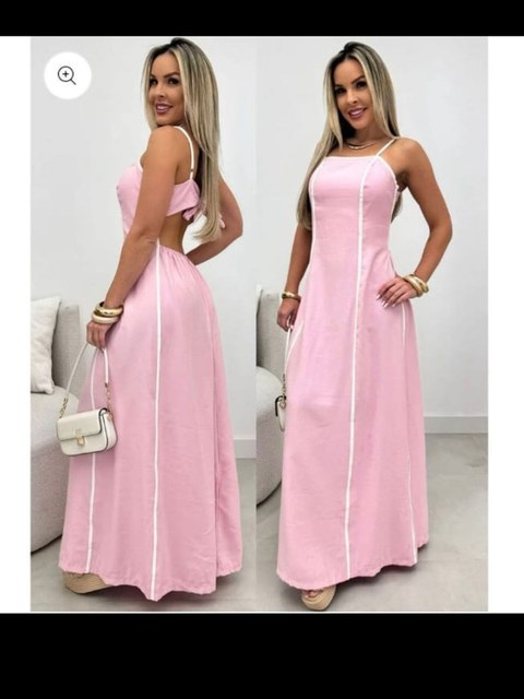 Vestido Longo Bicolor Listrado